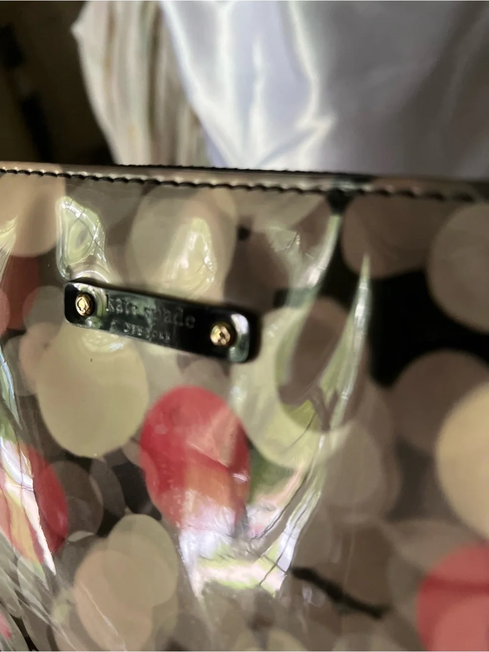 Kate Spade Polka Dot Glossy Tote Bag in Black, White & Pink